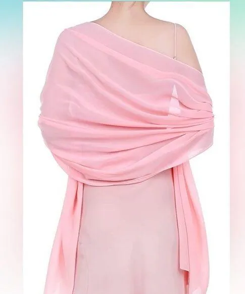 NEW Shawl Chiffon Bridal Evening Soft Wrap Scarf PINK 28x68” Pink