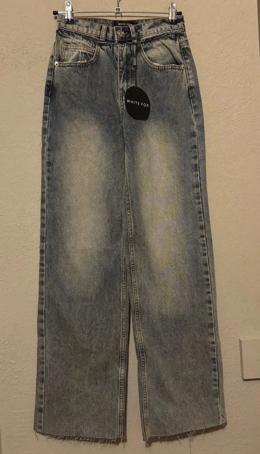White Fox Women's High Waist Wide Leg Jeans XXS Blue