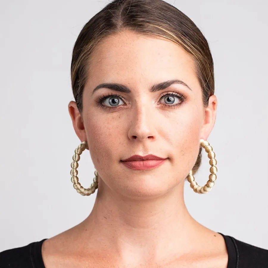 ✨ Thread-Wrapped Ball Hoop Earrings✨
