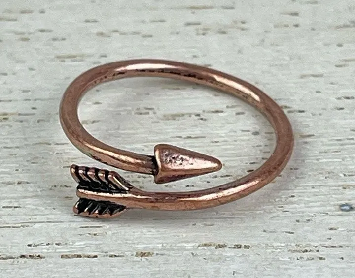 Dainty Copper Tone Arrow Shaped Wrap Ring Bohemian Jewelry Size 5 - 5.5 NWOT