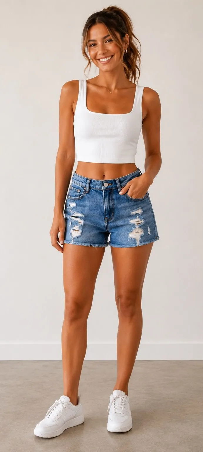 Maurice’s Denim Distressed High-Rise Shorts