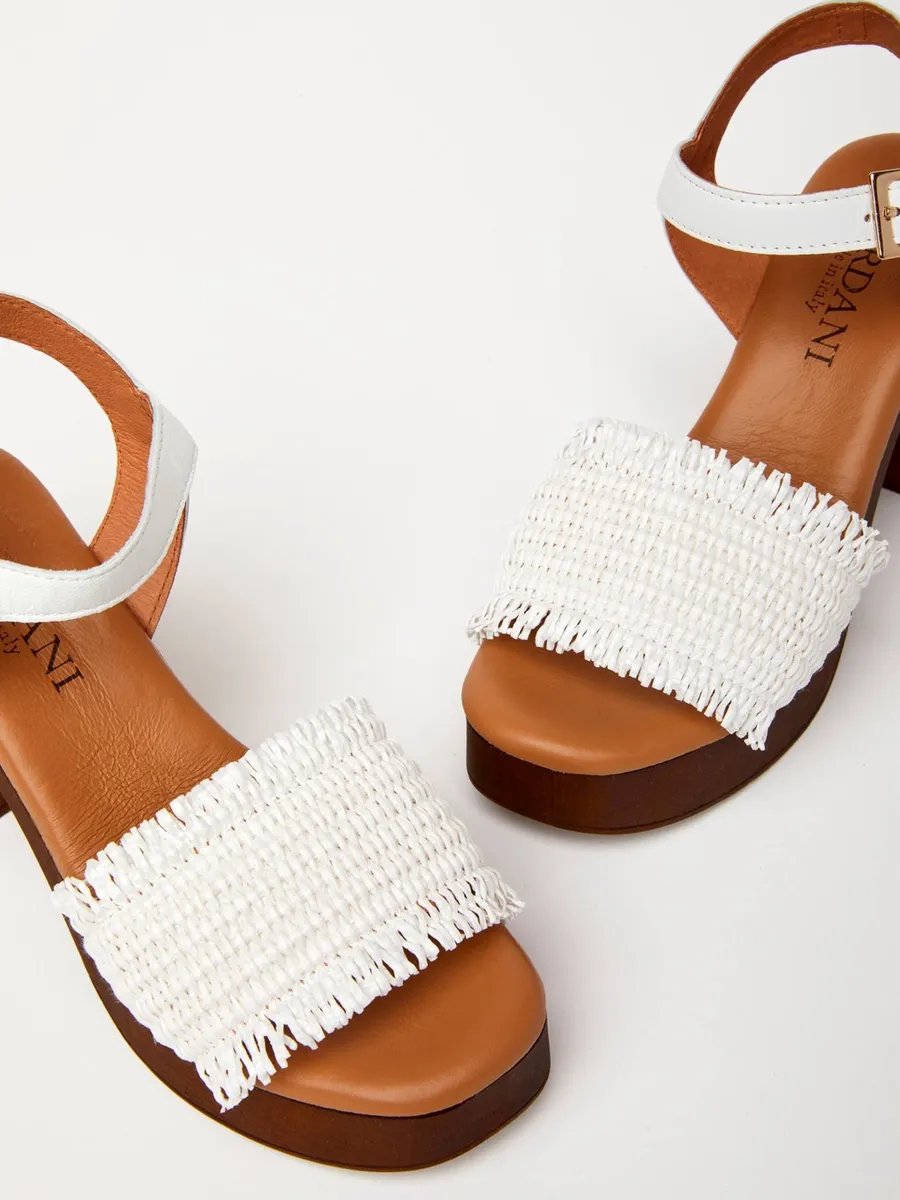 Cordani White Welby Woven Strap Platform Sandals Size 8