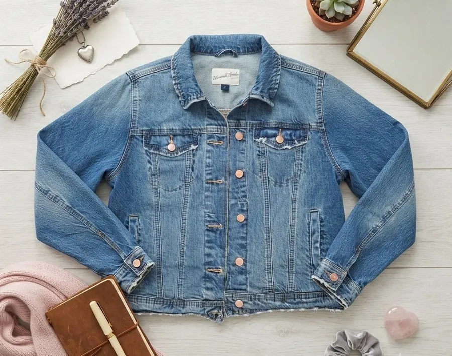 Universal Thread Womens Medium Wash Distressed Denim Jacket Rose Gold Buttons M
