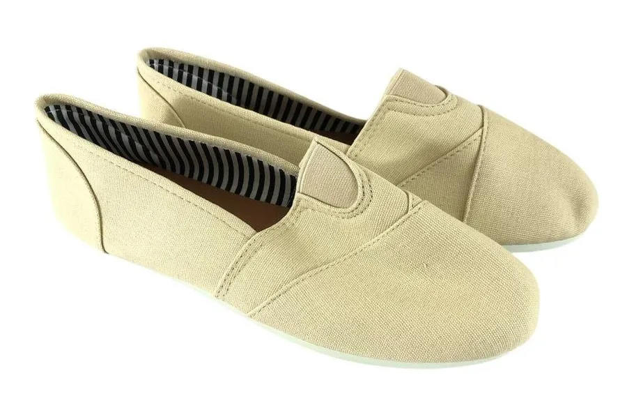 Ollio Womens Espadrille Flats Canvas Slip On Beige Size 7 Tan