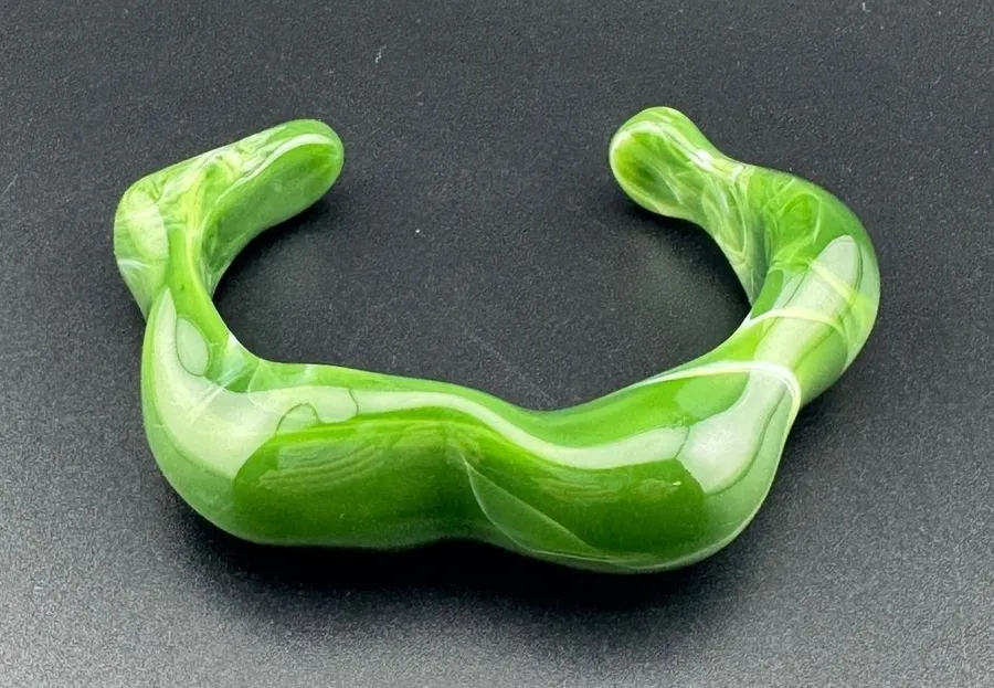 Green Marbled Resin Cuff Bracelet