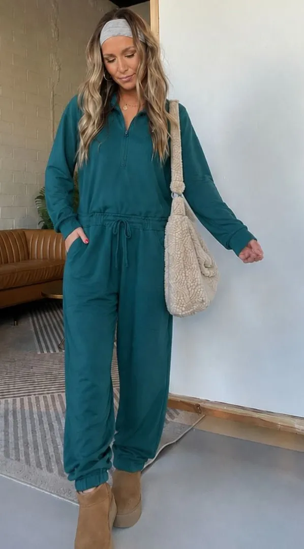 Beyond Yoga | Ski Weekend Jumpsuit Sweatsuit in Midnight Green Large