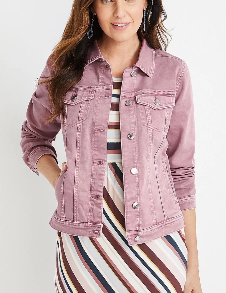 Maurices Blush Pink Denim Jacket Collared Button Front