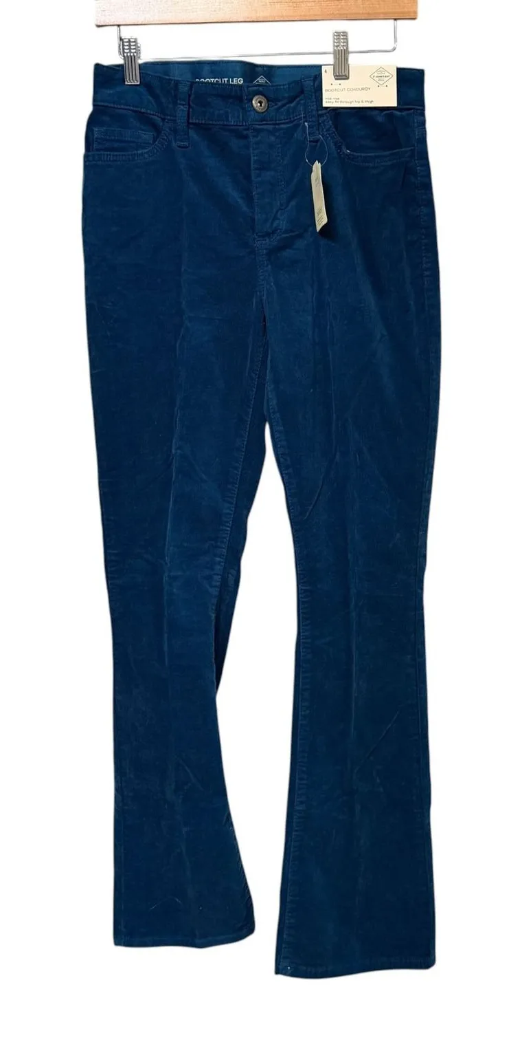 St. Johns Bay Womens Teal Blue Bootcut Corduroy Pants Mid Rise Size 6 NWT
