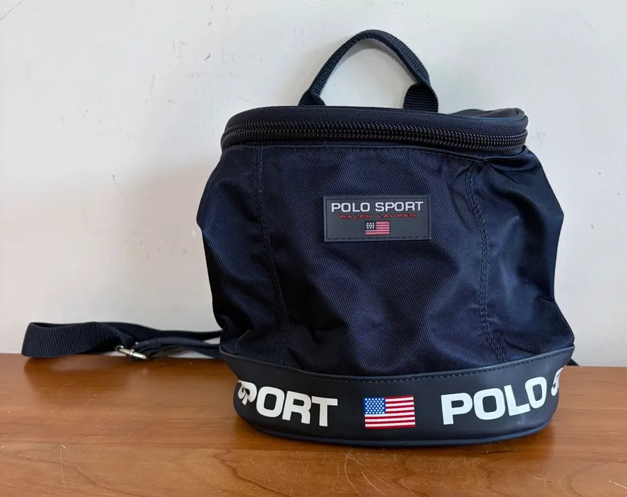 Polo Sport Ralph Lauren Mini Backpack Navy Blue Nylon Vintage 90s USA Flag Bag
