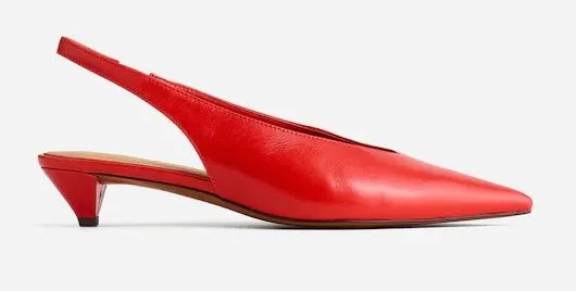 Madewell The Simone Kitten-Heel Slingback Pumps in Bandana Red Size 6