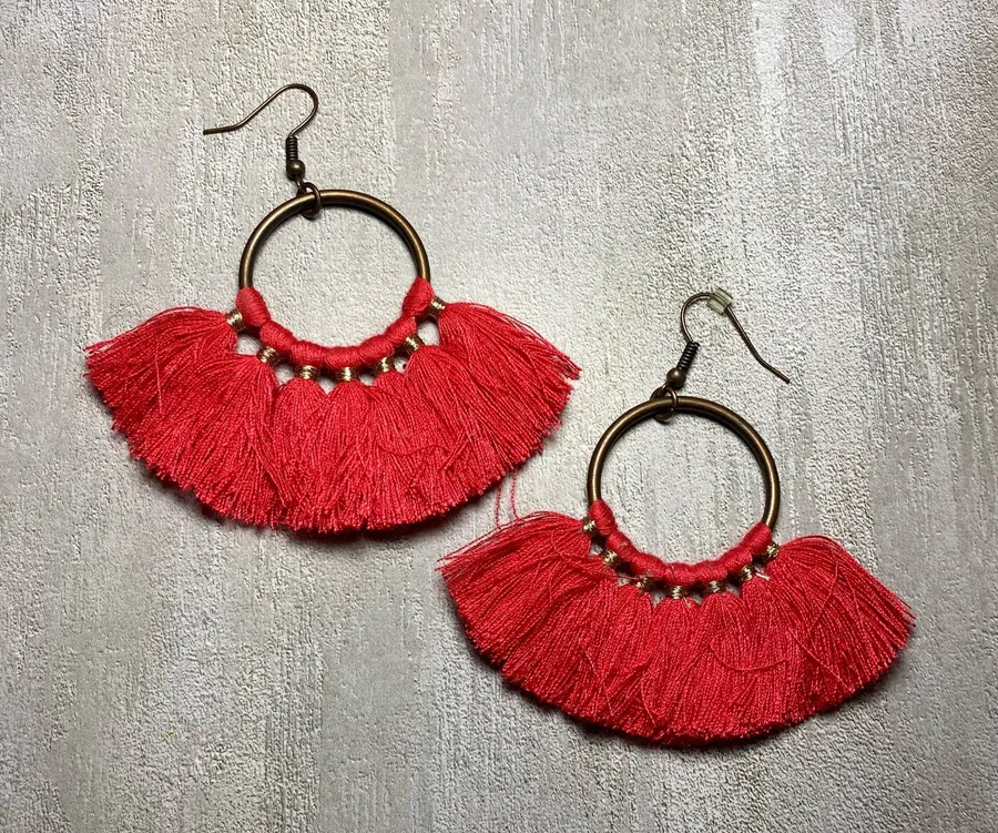 Red Fringe Tassel Boutique Earrings