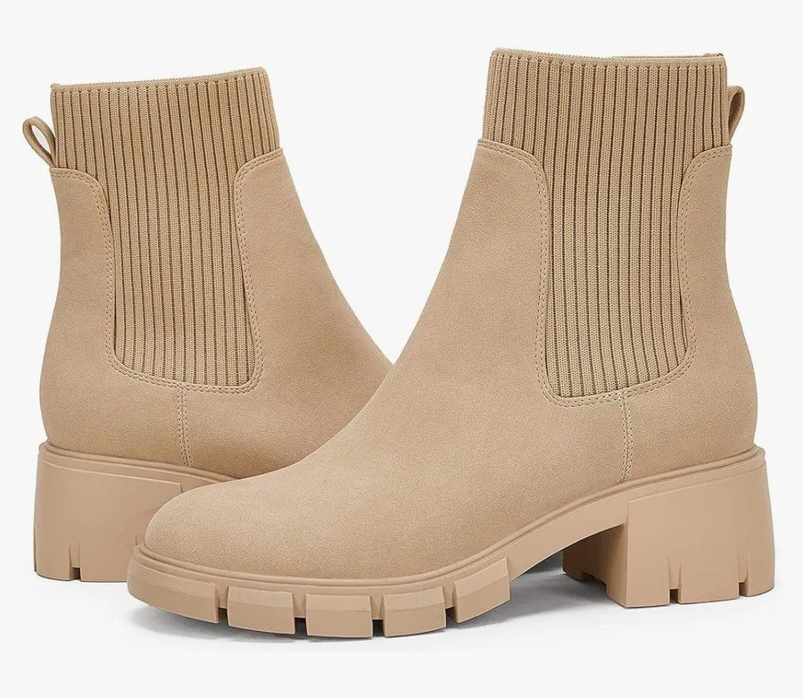 Suede Platform Boots Tan Size 9