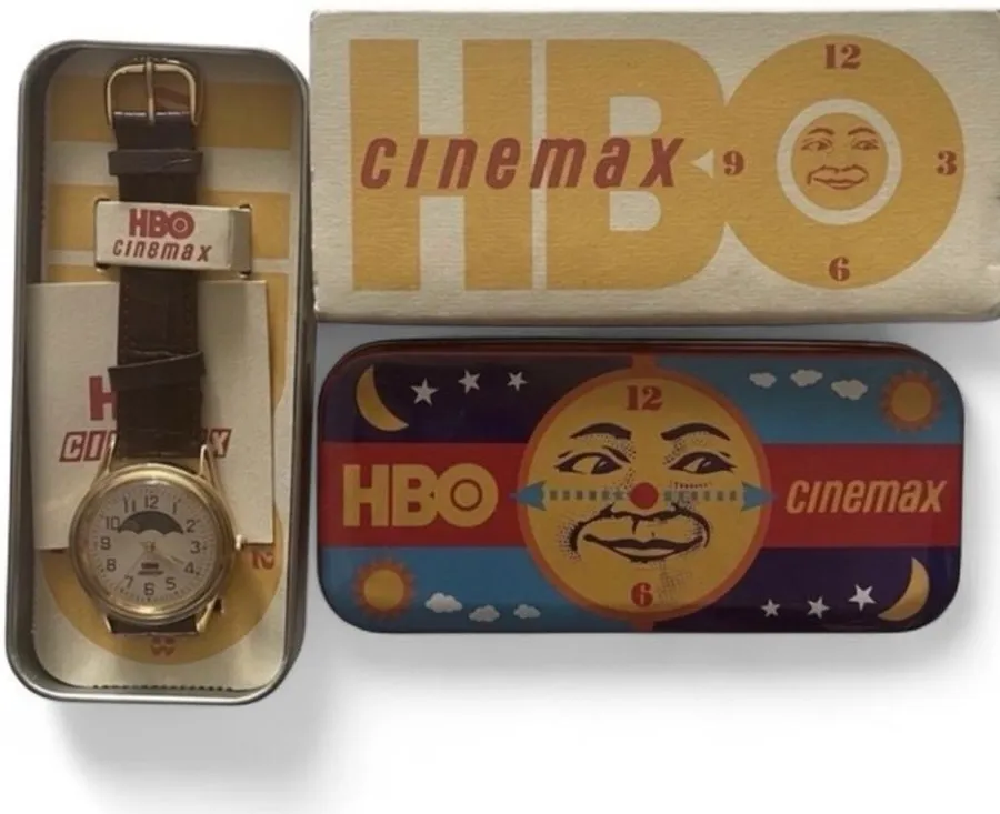 HBO Cinemax Vintage Logo Watch — Brown Leather Strap