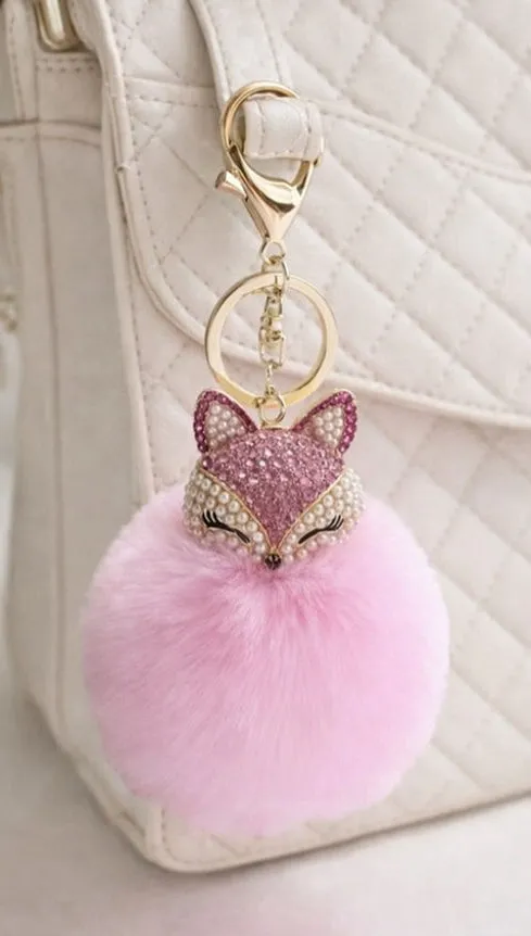 NEW Fluffy Fox Bag Charm Keychain
