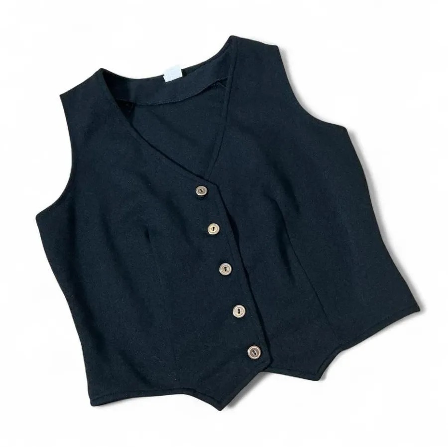 VTG Black Button Front Vest V