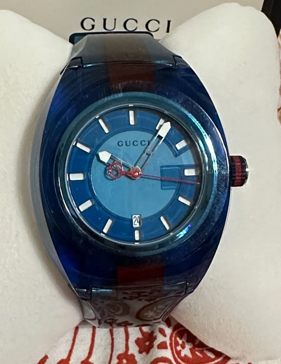 Gucci Blue Unisex Watch with Red Accent