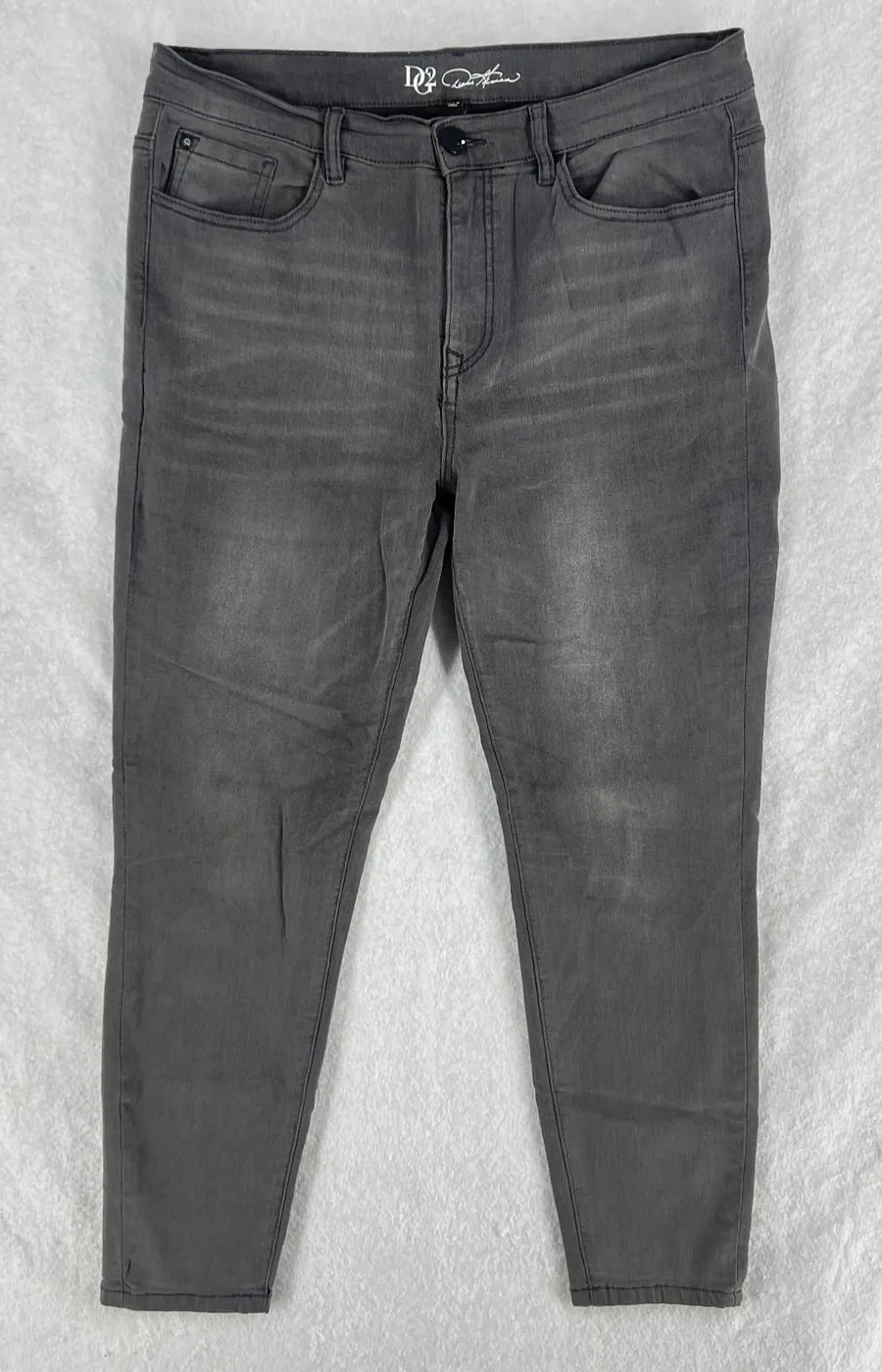 DG2 Diane Gilman Jeans Womens 14 Gray Denim Cotton Stretch High Rise Skinny Leg