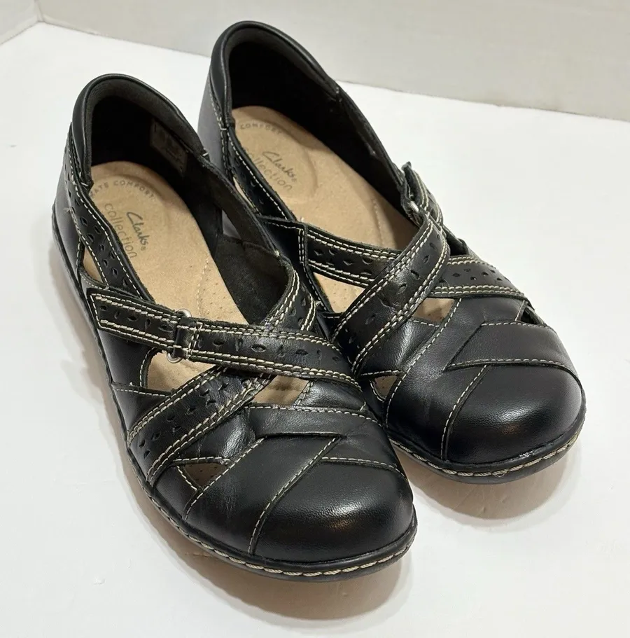 Clarks Women's Ashland Spin Q Leather Slip-on Loafers Shoes Size 8M