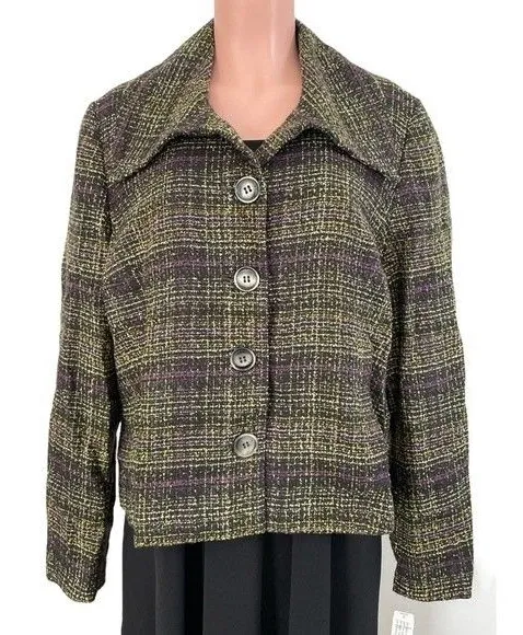 NWT PENDLETON Plaid Blazer Fully Lined Purple/Black/Green Size 16 Autumn Arbor