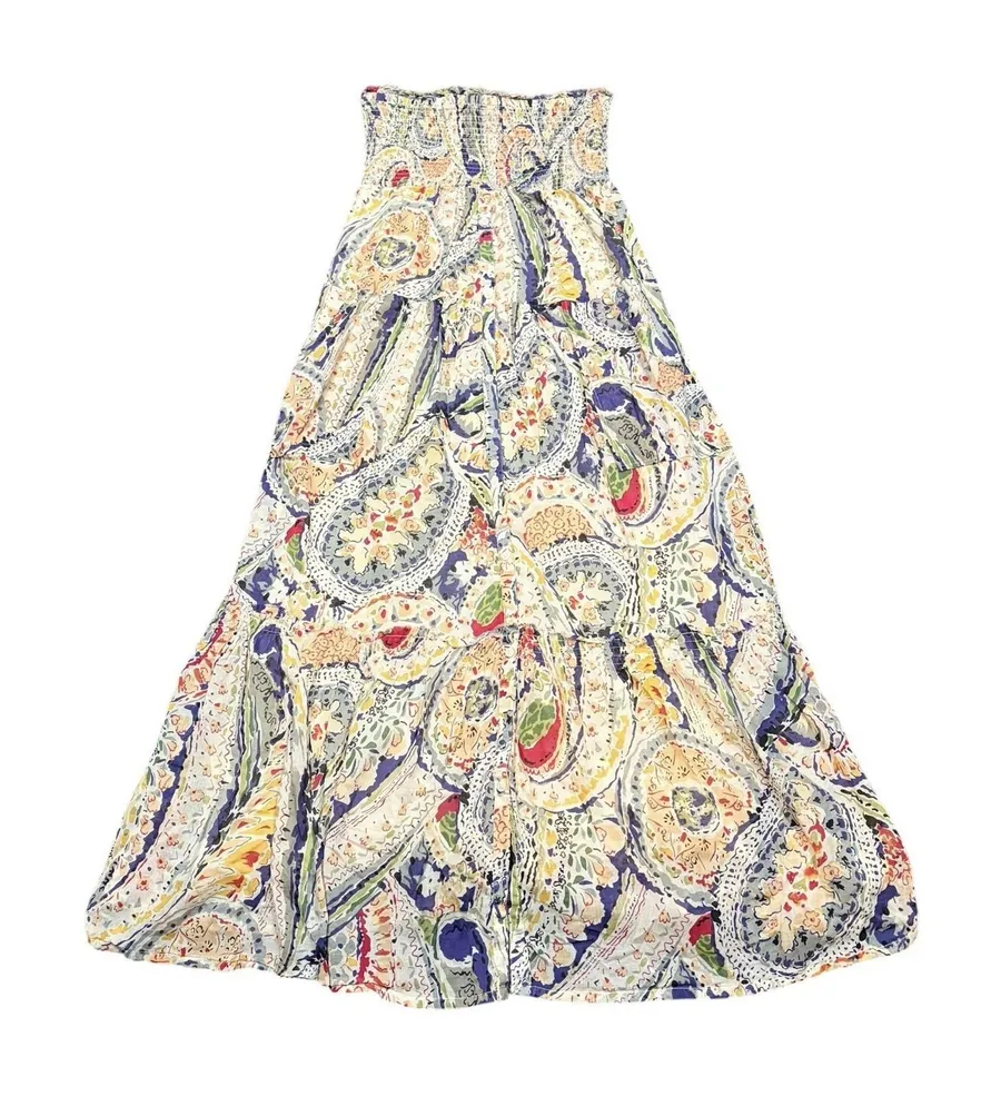American Eagle Outfitters Strapless Paisley Boho Maxi Dress Women's Size M