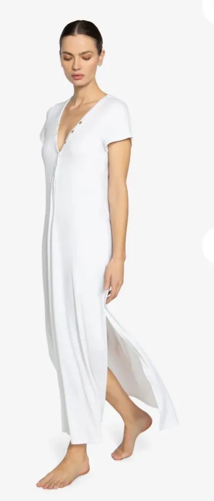 NWT Robin Piccone Amy Rib Cover Up Maxi Dress in White Large $158