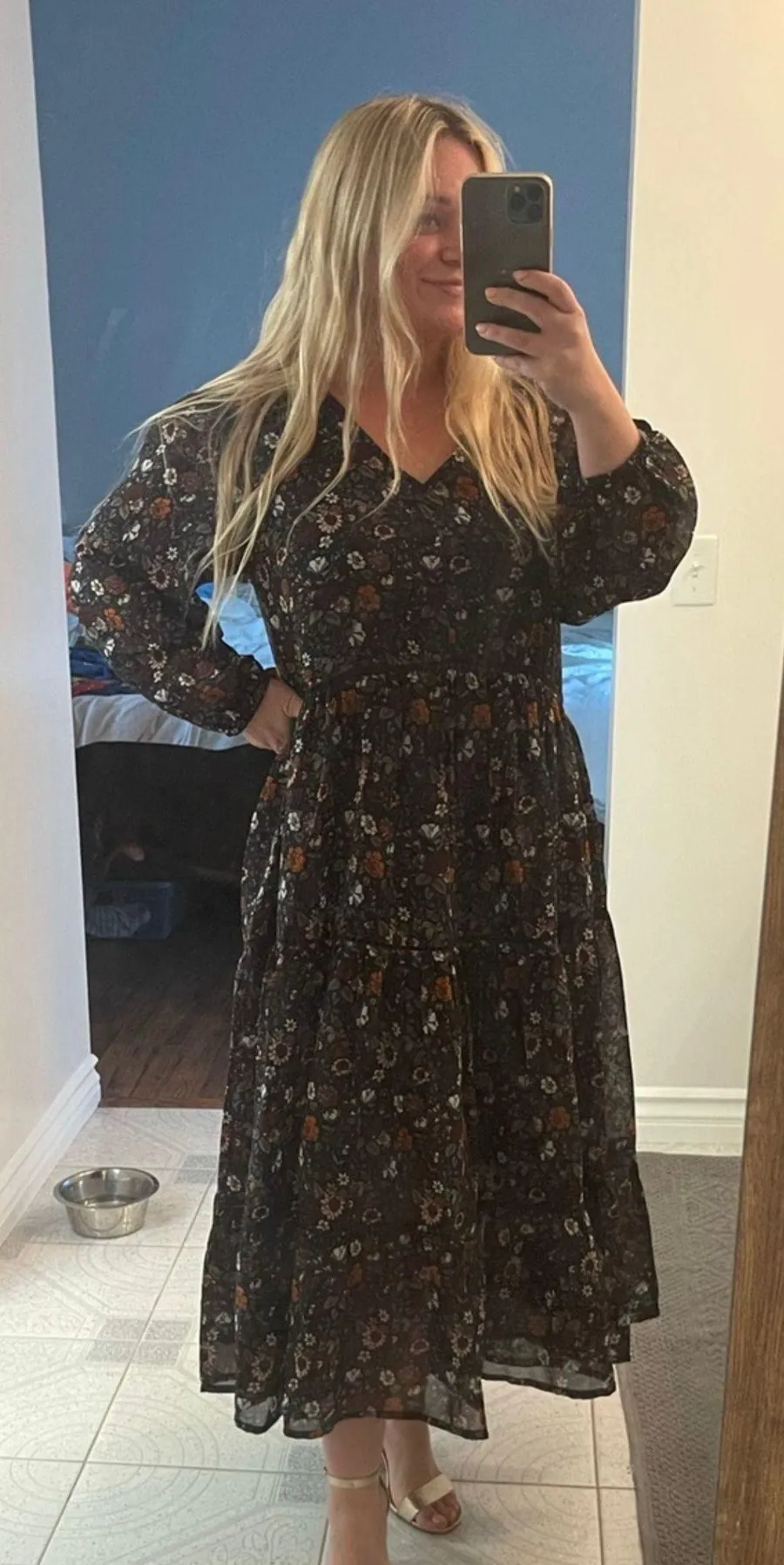 Boho Style Floral Maxi Dress Multi Size M