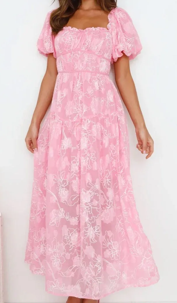 Fortunate One Pink Floral Maxi Dress