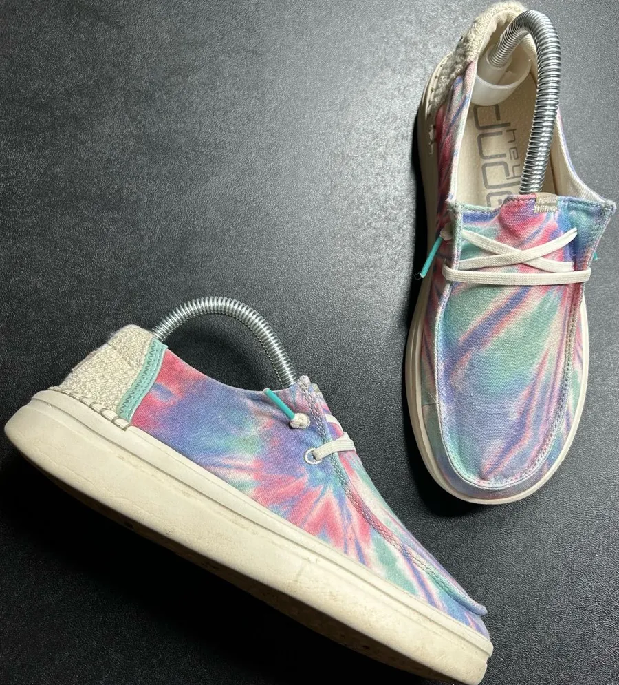 Hey Dude Size 7 Wendy Rose Candy Tie Dye Slip-On Shoes