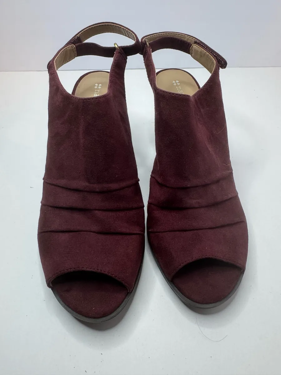 Naturalizer Burgundy Peep Toe Sandals Size 8M