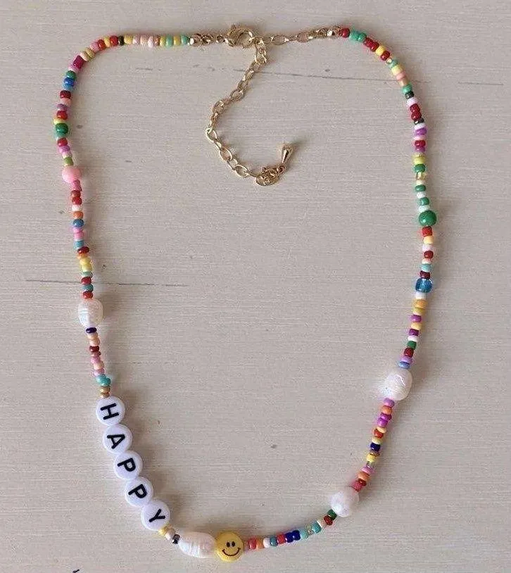NWOT Happy Multi-Color Beaded Necklace