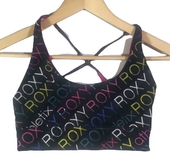 Roxy Reversible Logo/Pink/Black Lined Sports Bra