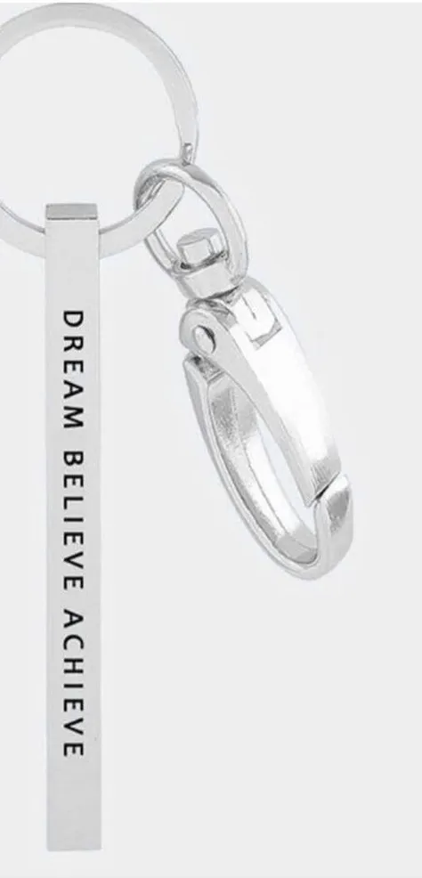 Brand New Graduation Gift Dream Believe Achieve Bar Keychain in Silver