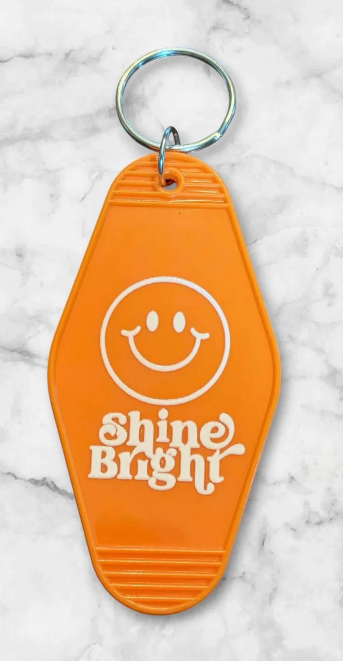 Shine Bright Orange Keychain Tag