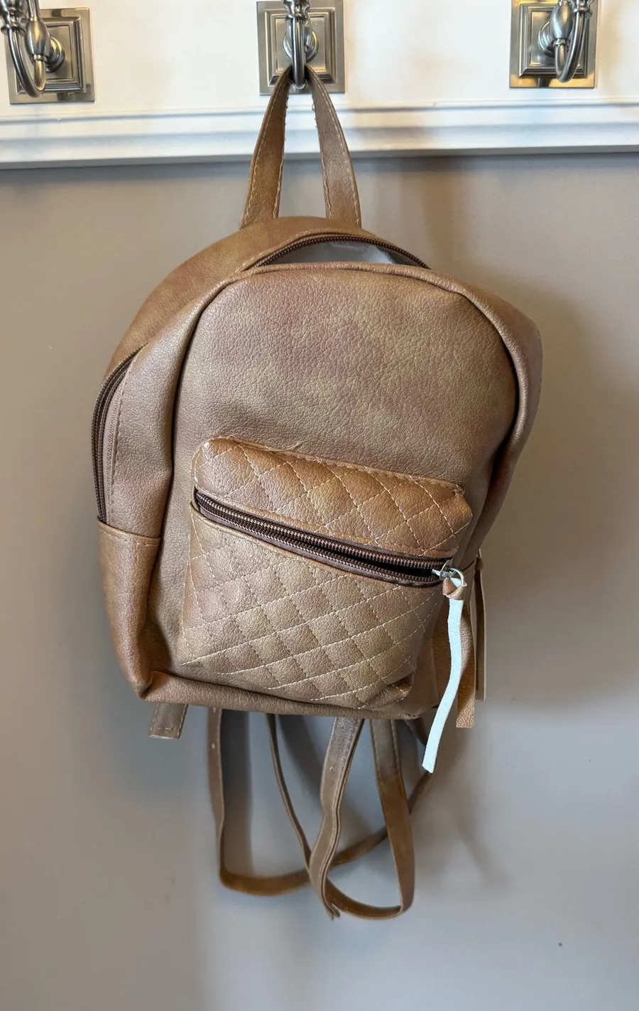 The Smart Trend Brown Quilted Backpack Tan
