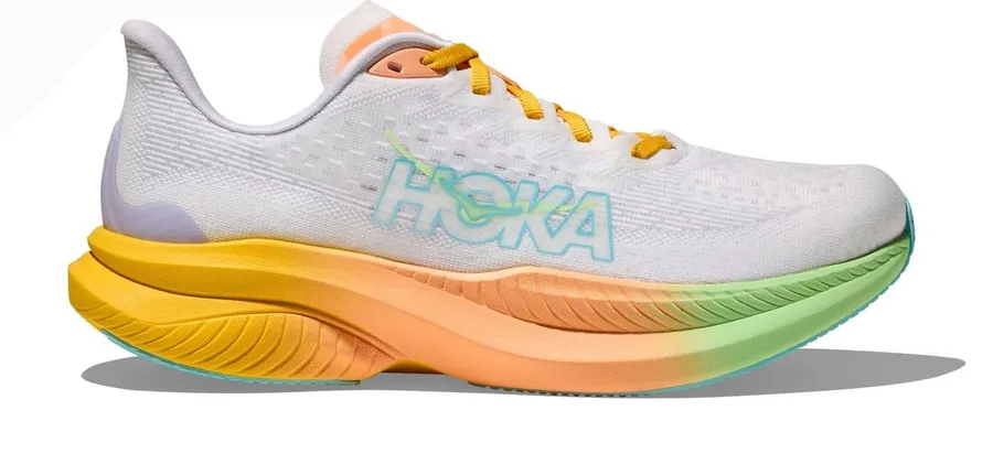 Hoka Mach 6 Running Shoes Women 8 White Yellow Orange Green 1147810