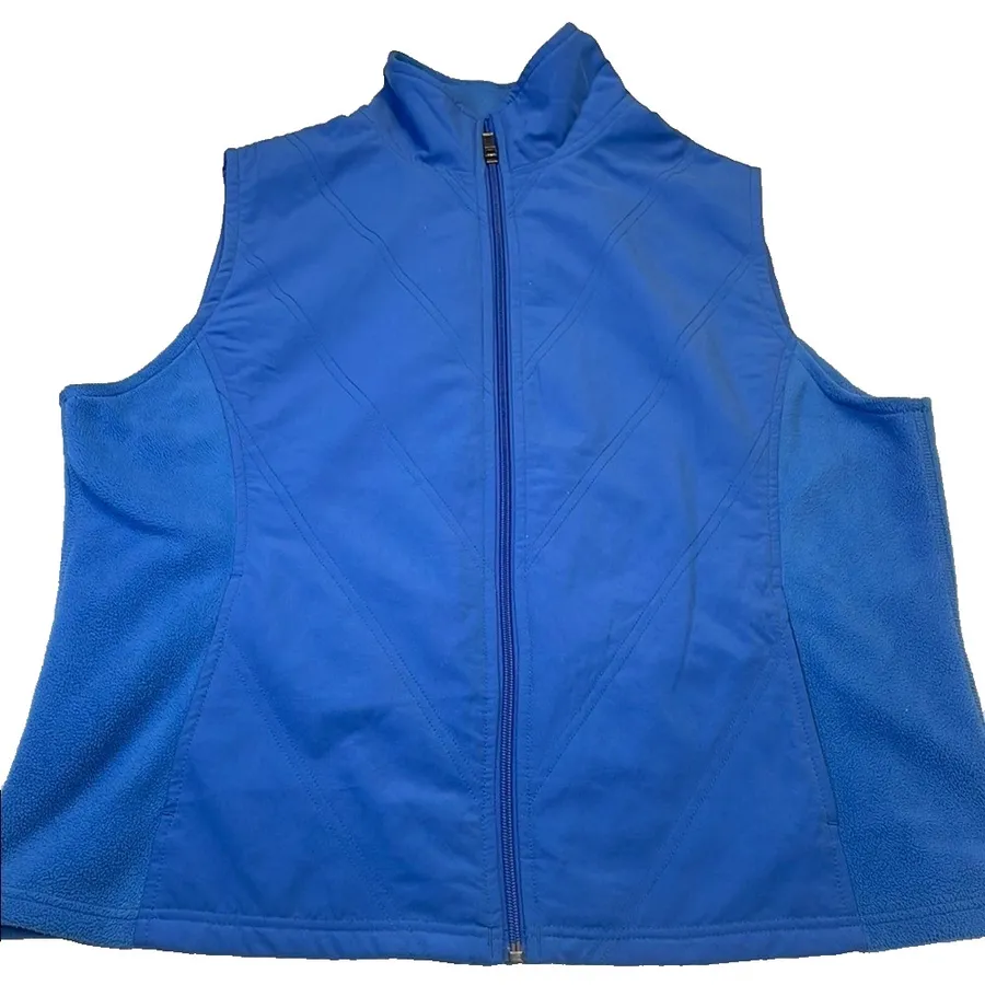 Columbia Blue Fleece Lined Full Zip Vest Women's XL