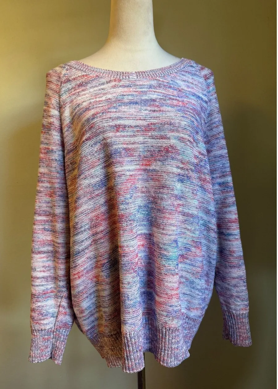 Torrid pink Multicolored Marled Knit Sweater Top 2XL boho whimsigoth Y2K fairy