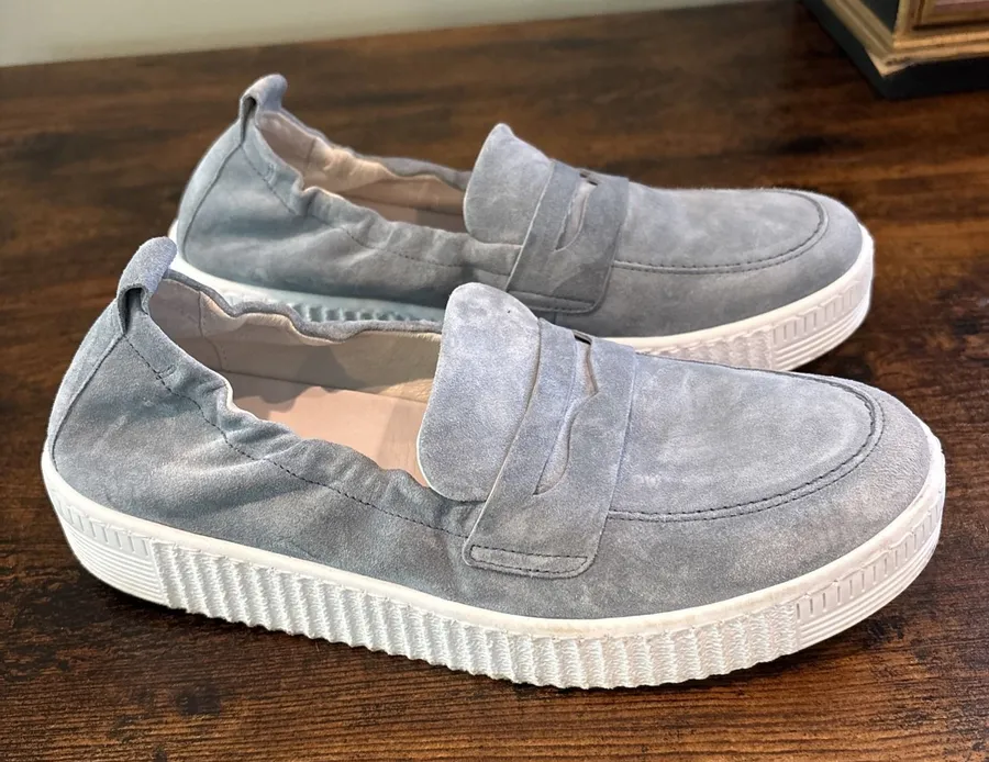 Gabor Comfort G Women's Light Blue Suede Slip On Loafers Shoes size 5.5