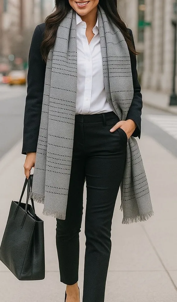 J. Crew Striped Scarf Fringe Oversize Wrap OS Travel Fall Winter Academia Preppy