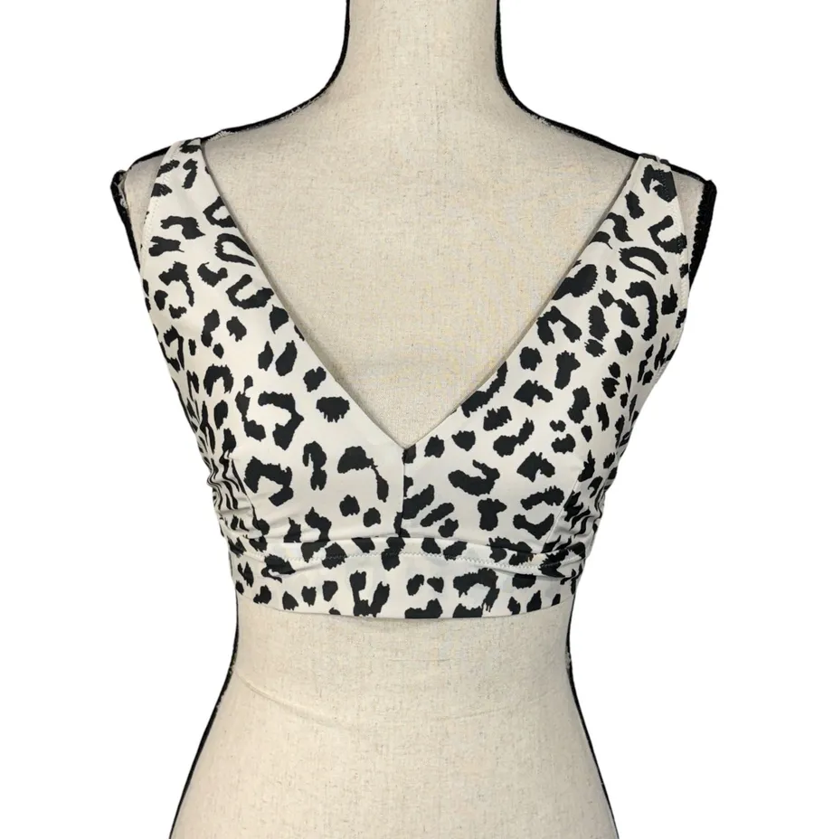 Aerie X-Large Scoop Swim Bikini Top Leopard Print Adjustable Strap Stretch Lined