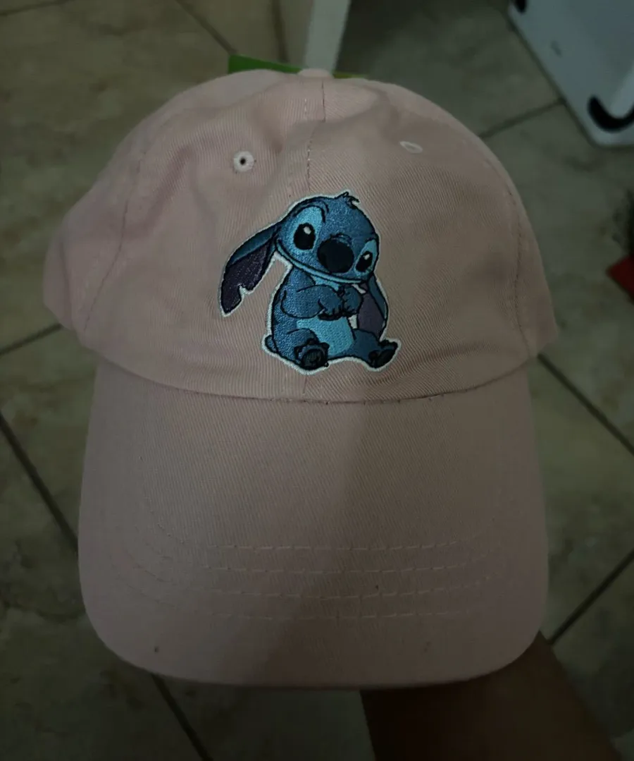 Pink Stitch Embroidered Cap - Cartoon Character