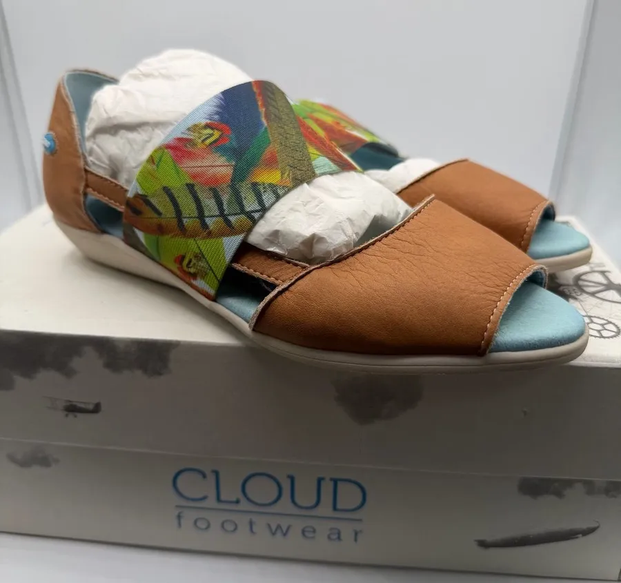 Cloud Footwear Canary Leather Comfort Sandals Tan EU 36 US 5 New Box Brown
