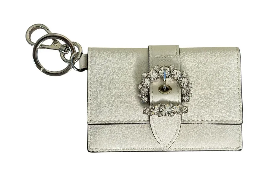Jimmy Choo NWT Cheri Mini Keychain Wallet/Card Case in White w/Box