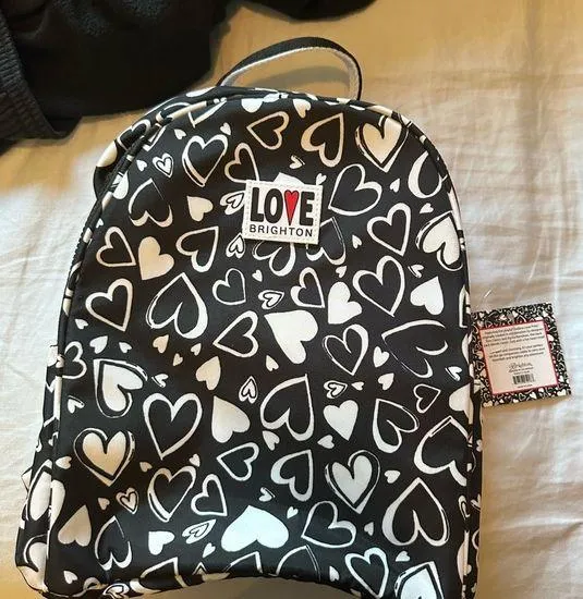 Brighton Black and White Heart Pattern Backpack