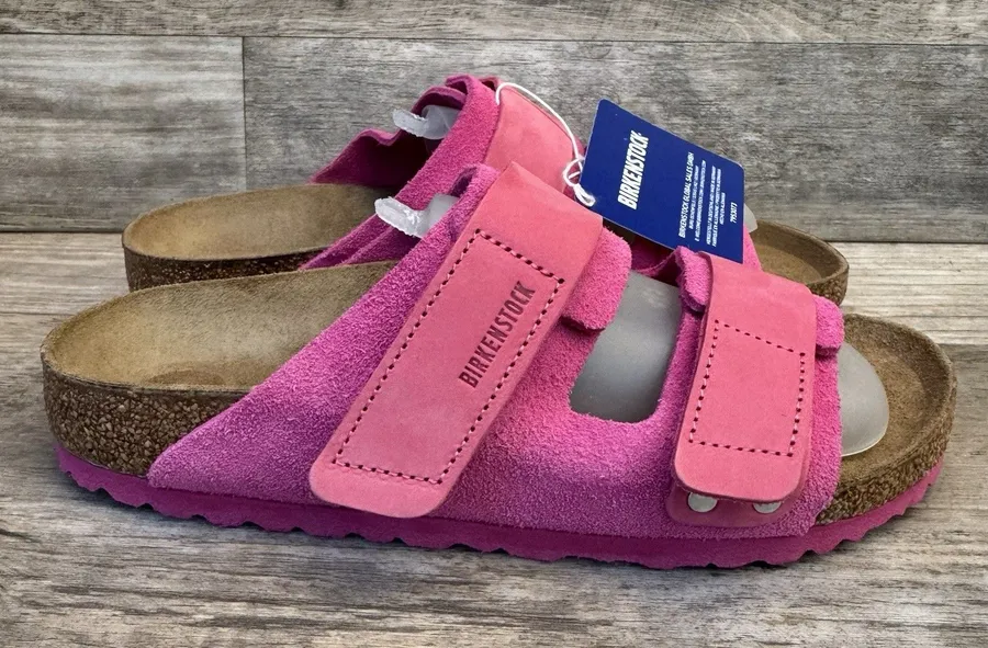 Birkenstock Women's Uji Sandals Modern Suede Fuchsia Tulip Size 7 (38)