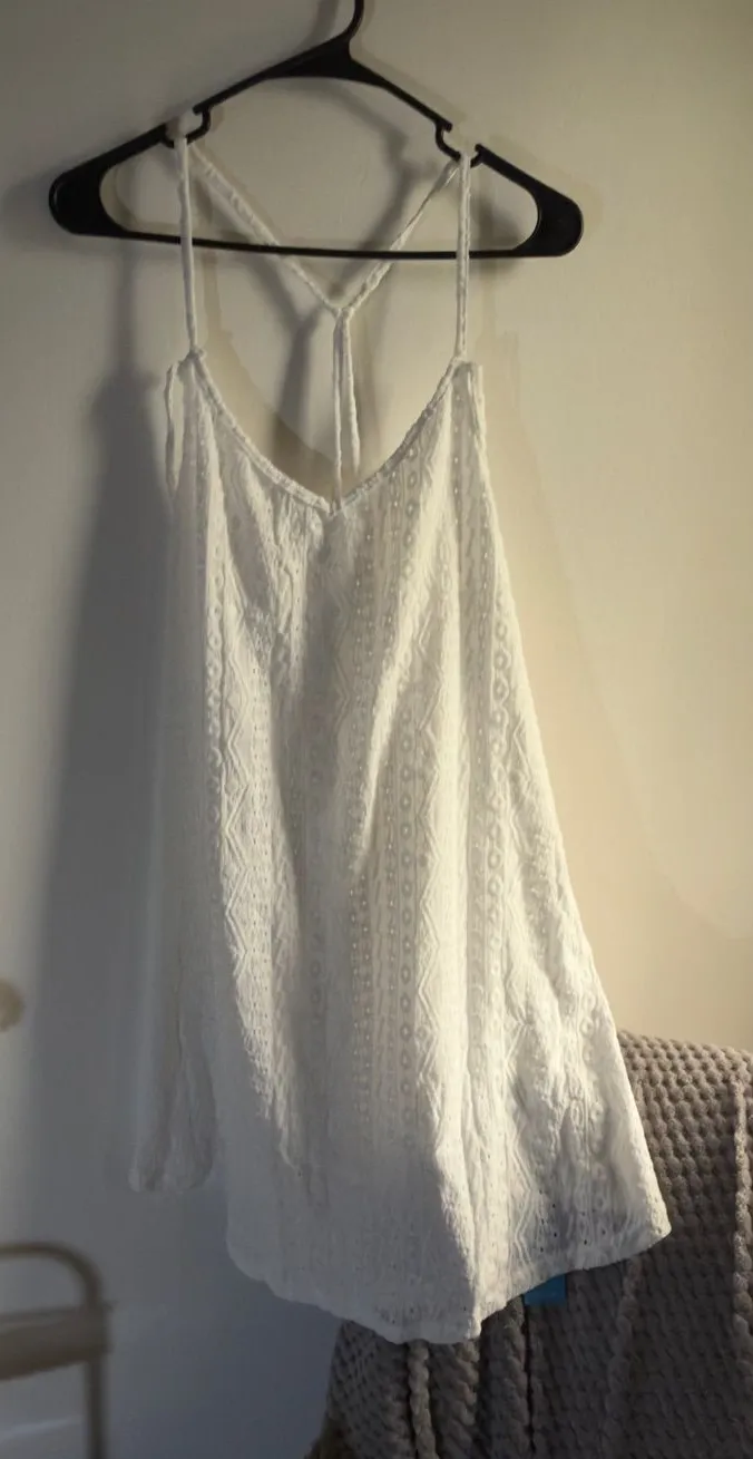 Cupshe White Lace Swim coverup with Spaghetti Straps