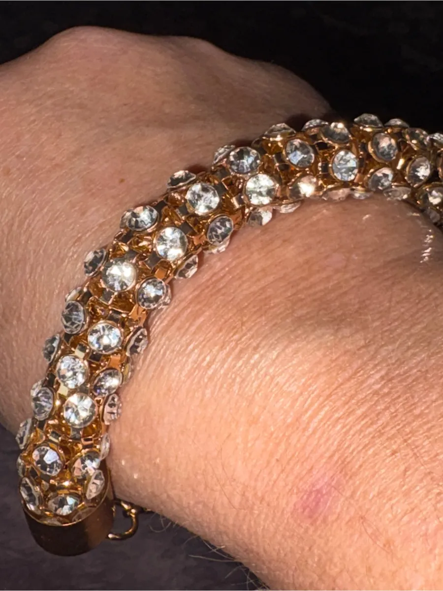 Kendra Phillip Gold & Crystal Tennis Bracelet Signed