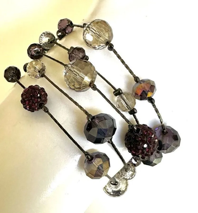 White House Black Market purple crystal beaded multi strand bracelet