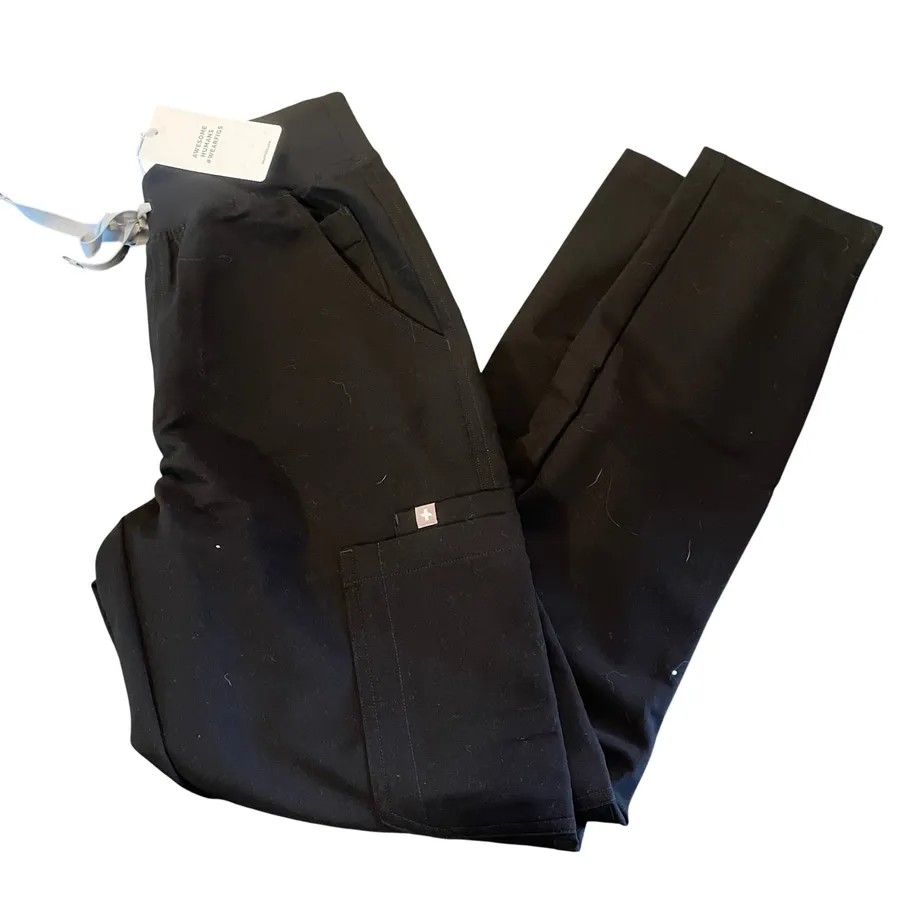 FIGS High Waisted Yola Scrub Pants Black Skinny Leg Medical Nursing XXSR New