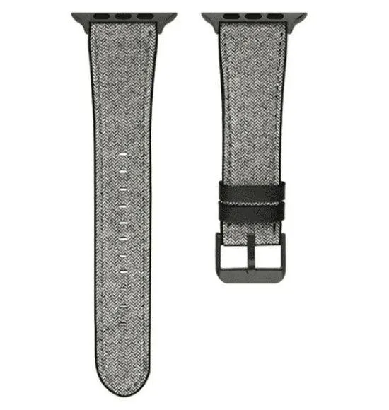 American Exchange nwt PU Leather Strap for Apple Watch 42mm & 44mm Grey/Gunmetal